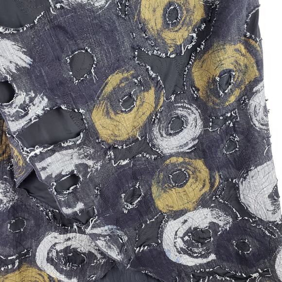 Women's One Size Open Front Lagenlook Vest Blue Celestial Moon Print Art To Wear - Picture 6 of 10